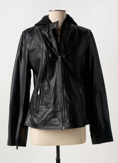 Veste en cuir noir PAUL AJAMIAN pour femme