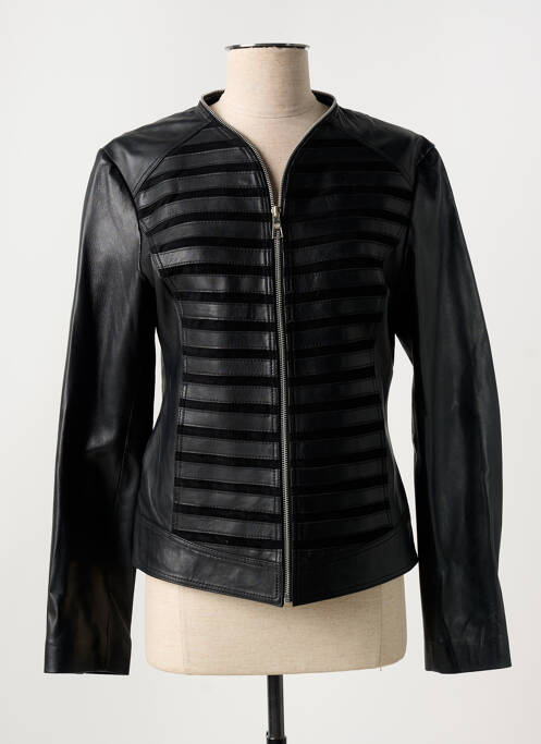 Veste en cuir noir PAUL AJAMIAN pour femme