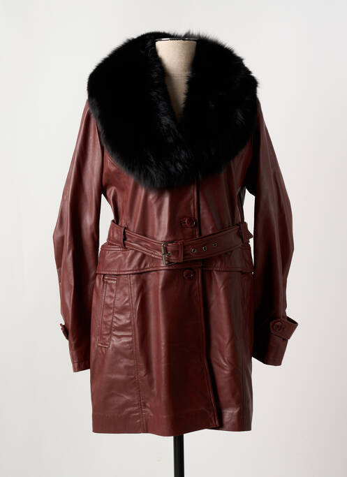 Veste en cuir rouge PAUL AJAMIAN pour femme