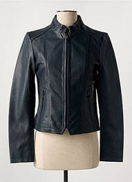 Veste en cuir coupe cintrée noir PAUL AJAMIAN femme
