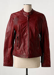 Veste en cuir poches rouge PAUL AJAMIAN femme
