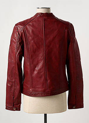 Veste en cuir poches rouge PAUL AJAMIAN femme