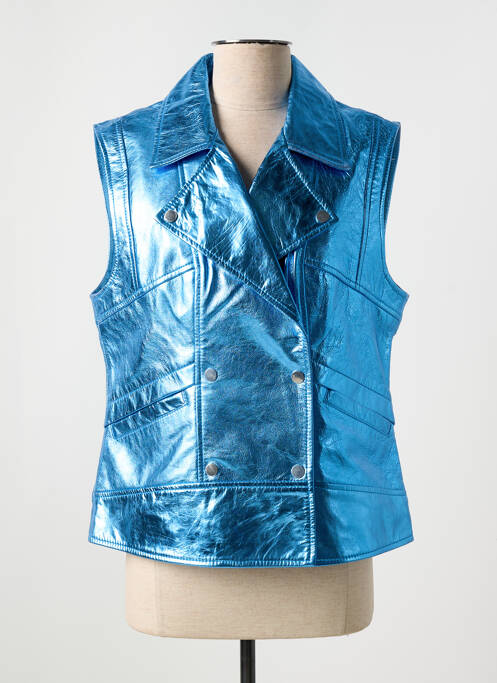 Veste en cuir bleu PAUL AJAMIAN pour femme