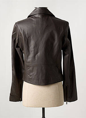 Veste en cuir poches marron PAUL AJAMIAN femme