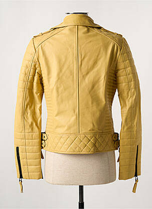 Veste en cuir poches jaune PAUL AJAMIAN femme
