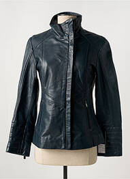 Veste en cuir poches bleu PAUL AJAMIAN femme