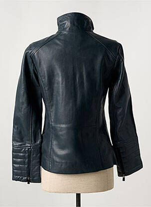 Veste en cuir poches bleu PAUL AJAMIAN femme