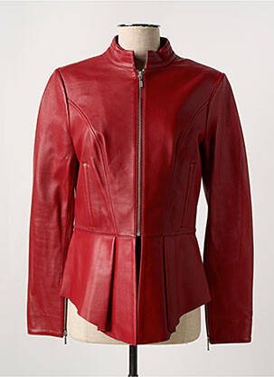 Veste en cuir coupe cintrée rouge PAUL AJAMIAN femme