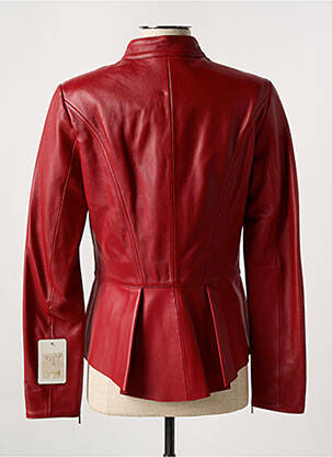 Veste en cuir coupe cintrée rouge PAUL AJAMIAN femme