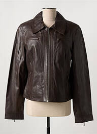 Veste simili cuir epaulette marron PAUL AJAMIAN femme
