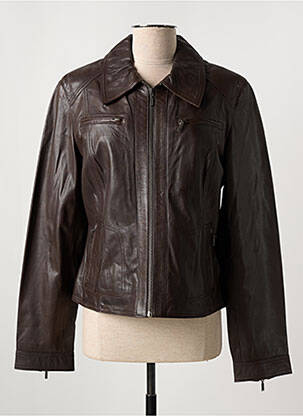 Veste simili cuir epaulette marron PAUL AJAMIAN femme