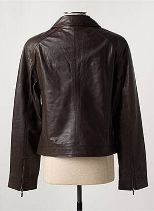 Veste simili cuir epaulette marron PAUL AJAMIAN femme