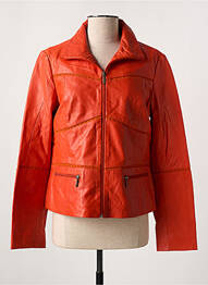 Veste simili cuir poches orange PAUL AJAMIAN femme