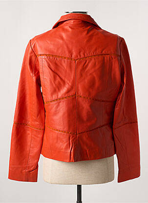 Veste simili cuir poches orange PAUL AJAMIAN femme