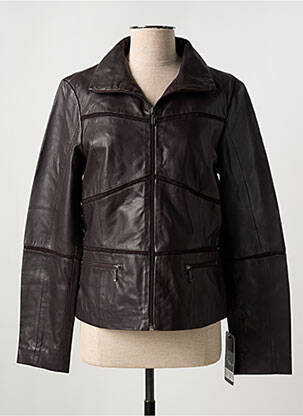 Veste simili cuir poches marron PAUL AJAMIAN femme