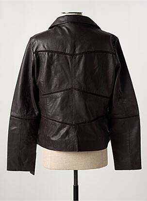 Veste simili cuir poches marron PAUL AJAMIAN femme