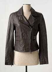 Veste en cuir marron PAUL AJAMIAN pour femme seconde vue