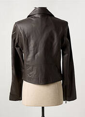 Veste en cuir marron PAUL AJAMIAN pour femme seconde vue