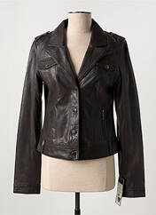 Veste en cuir marron PAUL AJAMIAN pour femme seconde vue