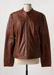 Veste en cuir marron PAUL AJAMIAN pour femme seconde vue