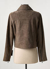 Veste en cuir marron PAUL AJAMIAN pour femme seconde vue