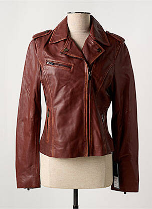 Veste en cuir rouge PAUL AJAMIAN pour femme