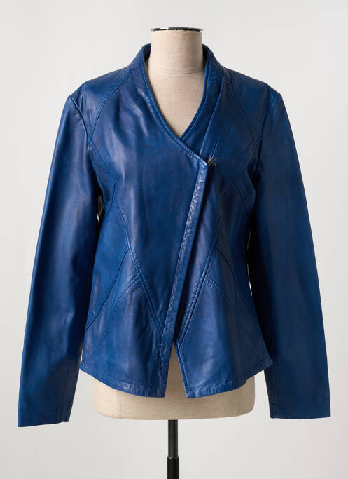 Veste en cuir bleu PAUL AJAMIAN pour femme