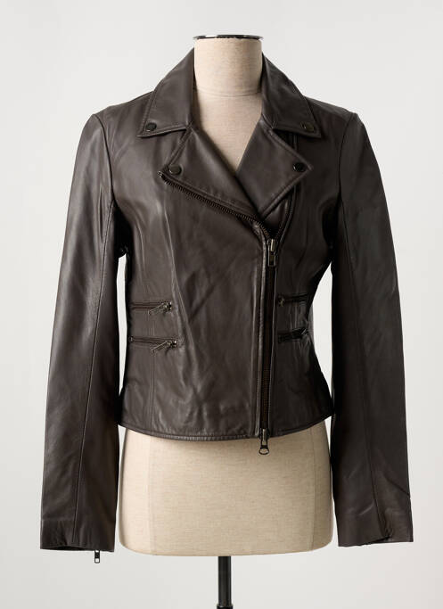 Veste en cuir marron PAUL AJAMIAN pour femme