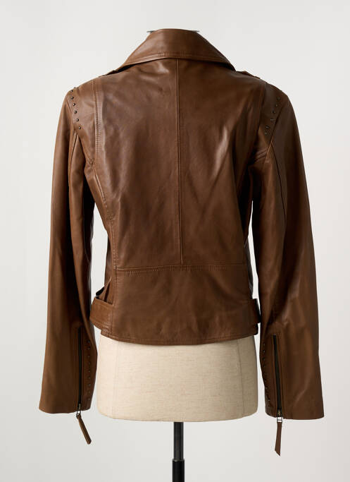 Veste en cuir marron PAUL AJAMIAN pour femme