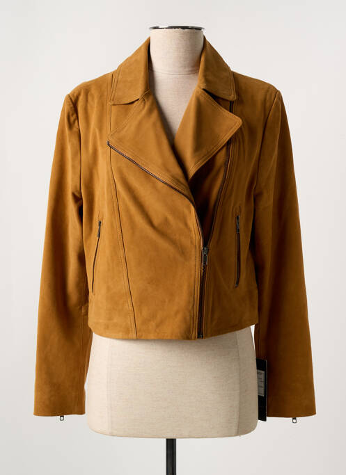 Veste en cuir marron PAUL AJAMIAN pour femme