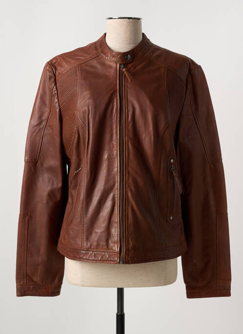 Veste en cuir marron PAUL AJAMIAN pour femme