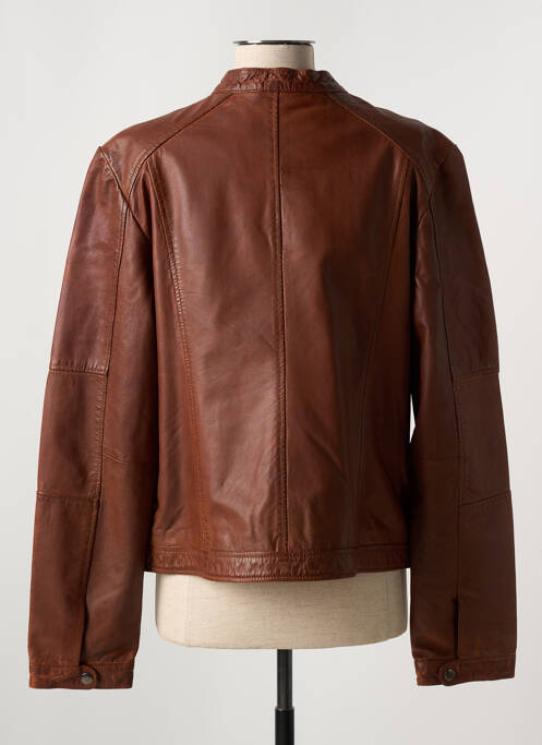 Veste en cuir marron PAUL AJAMIAN pour femme