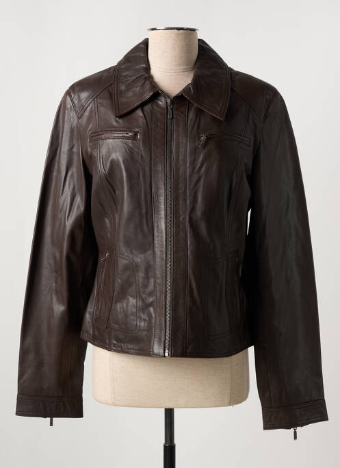Veste simili cuir marron PAUL AJAMIAN pour femme