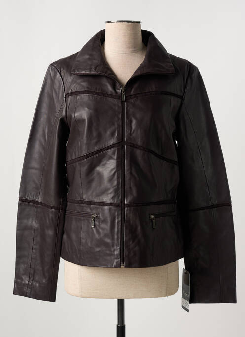 Veste simili cuir marron PAUL AJAMIAN pour femme