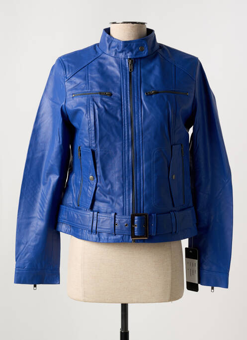 Veste en cuir bleu PAUL AJAMIAN pour femme