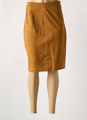 Jupe mi-longue taille à pinces orange PAUL AJAMIAN femme