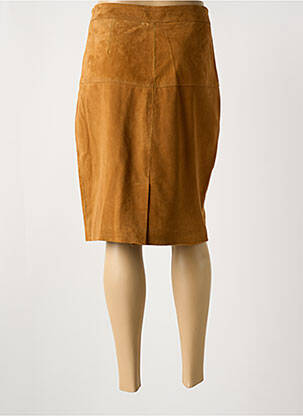Jupe mi-longue taille à pinces orange PAUL AJAMIAN femme