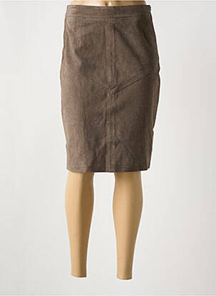 Jupe mi-longue taille à pinces gris PAUL AJAMIAN femme