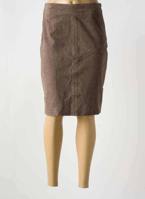 Jupe mi-longue taille à pinces gris PAUL AJAMIAN femme