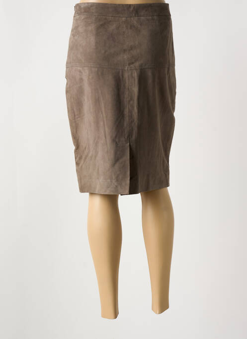 Jupe mi-longue taille à pinces gris PAUL AJAMIAN femme