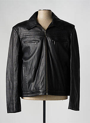 Veste en cuir coupe droite noir PAUL AJAMIAN homme