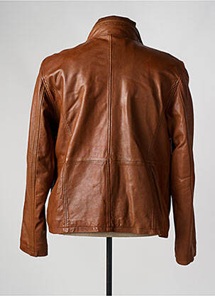 Veste en cuir manches longues marron clair PAUL AJAMIAN homme