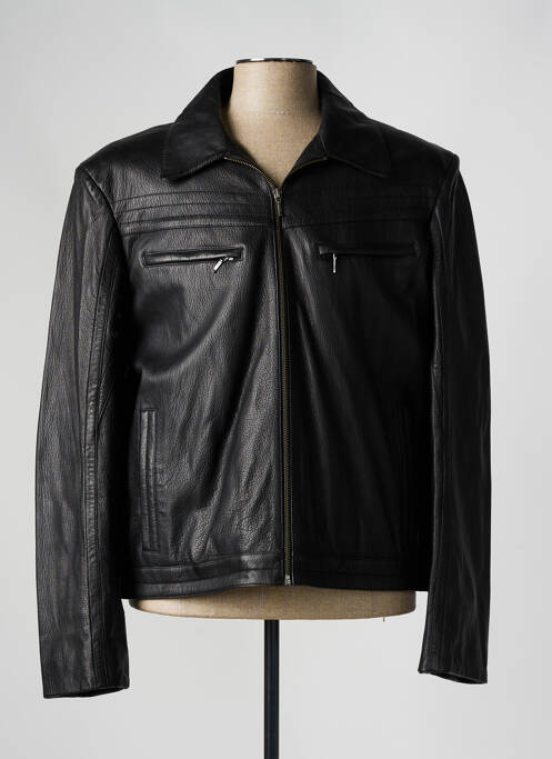 Veste en cuir coupe droite noir PAUL AJAMIAN homme