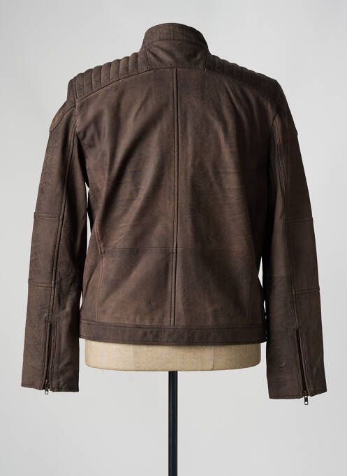 Veste en cuir marron PAUL AJAMIAN pour homme
