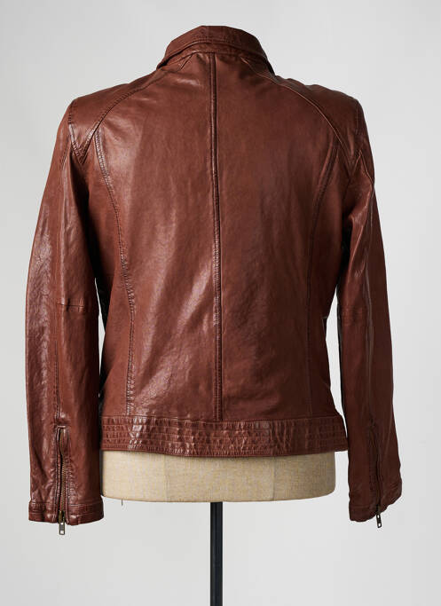 Veste en cuir marron PAUL AJAMIAN pour homme