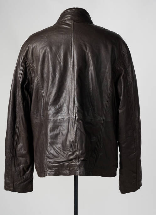 Veste en cuir marron PAUL AJAMIAN pour homme