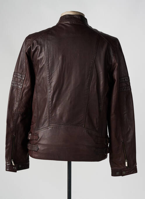 Veste en cuir marron PAUL AJAMIAN pour homme