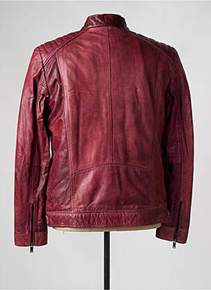 Veste en cuir manches longues rouge PAUL AJAMIAN homme