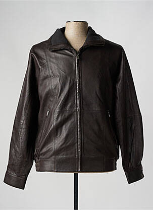 Veste en cuir noir PAUL AJAMIAN pour homme