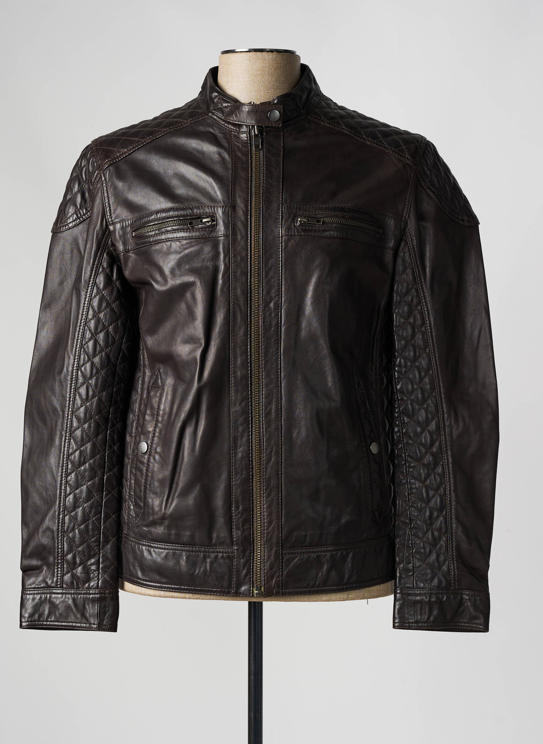 Veste En Cuir Poches Marron Paul Ajamian Homme 2594250-marron Modz